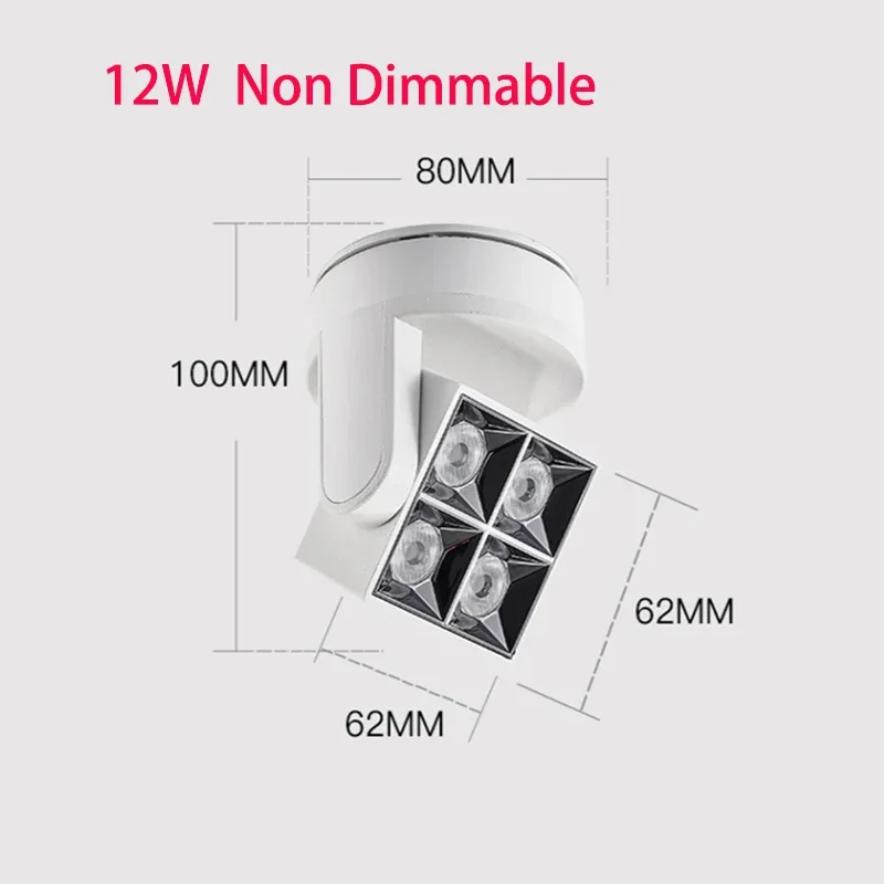 Dimmable SquareAnti-Glare LED Downlights COB Ceiling Surface mounted12W AC85-265V Rotation Angle Bedroom Kitchen Indoor lighting