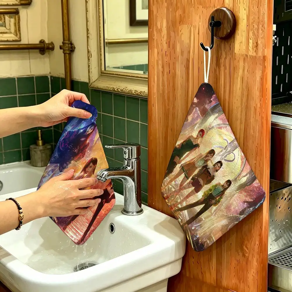 Korean Kpop Group A-Aespas Household Hanging Towel, Polyester Cotton Hand Wiping Towel, Sturdy For Bathroom Bedroom
