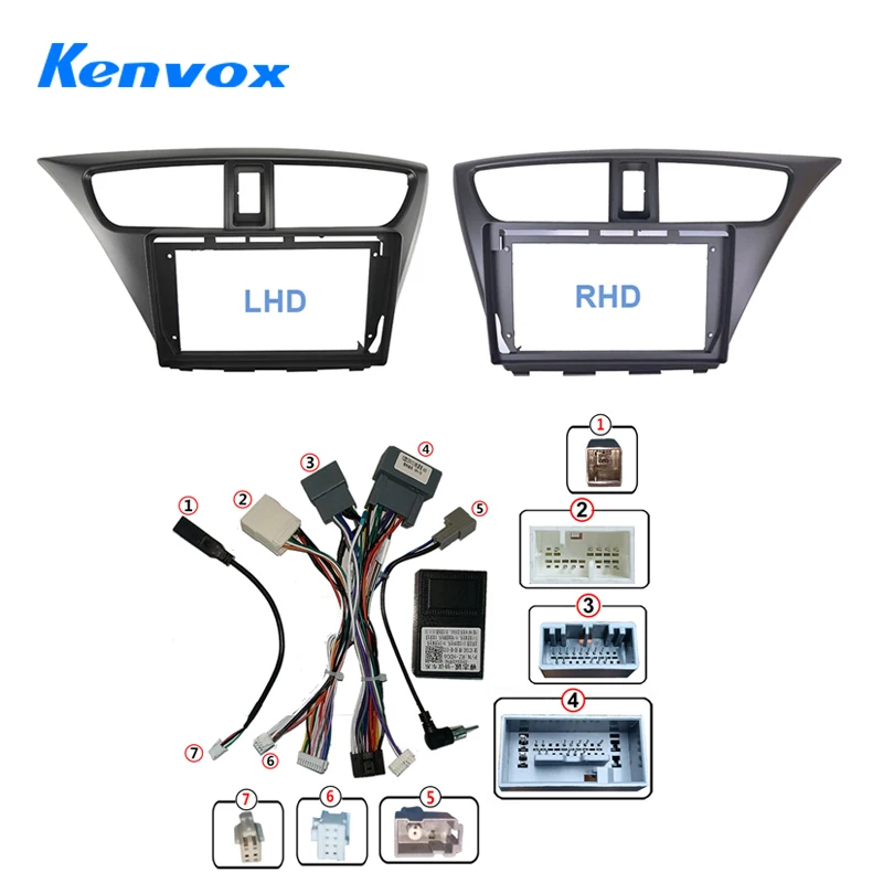 For Honda 2012-2017 Civic 9inch 2DIN Car Radio DVD Multimedia Harness Dashboard Navigation Cable Adapter Frame Panel