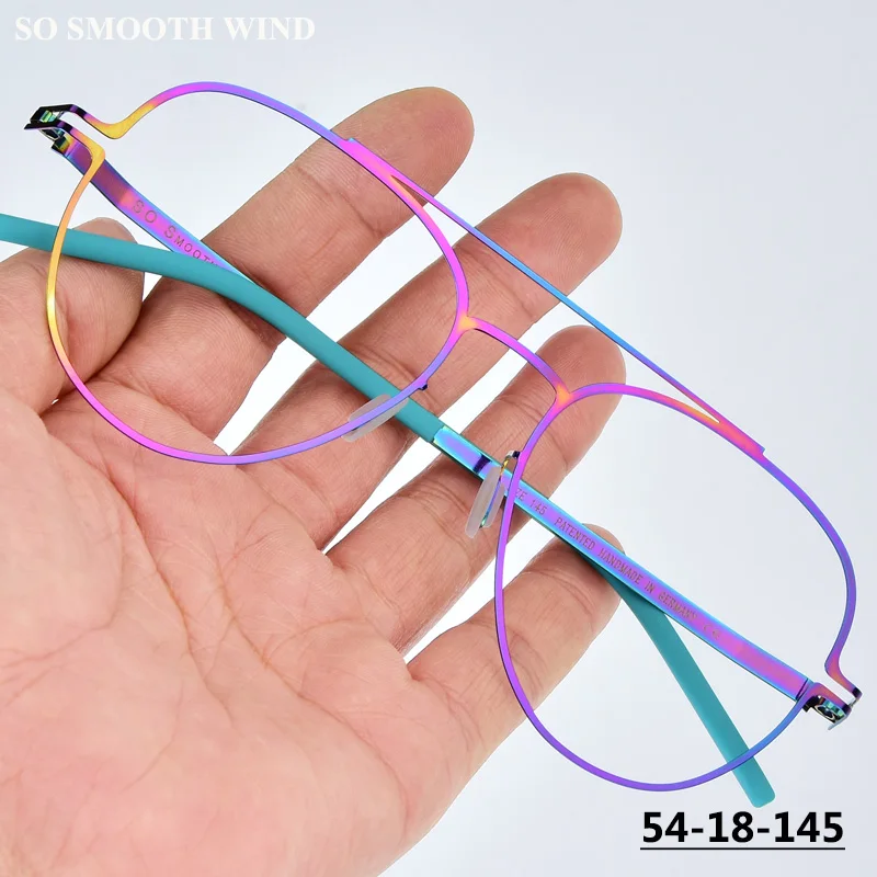 

Germany Screwless Big Frame Eyeglasses Men Women Pilot Oval Glasses Frames Colorful Ultralight 7g Spectacles Double Beam Eyewear