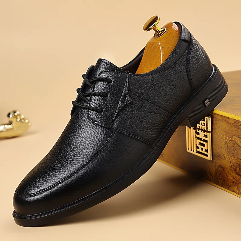 

Men's business leather shoes, top-grain cowhide men's casual shoes, soft-soled comfortable and fashionable dress shoes