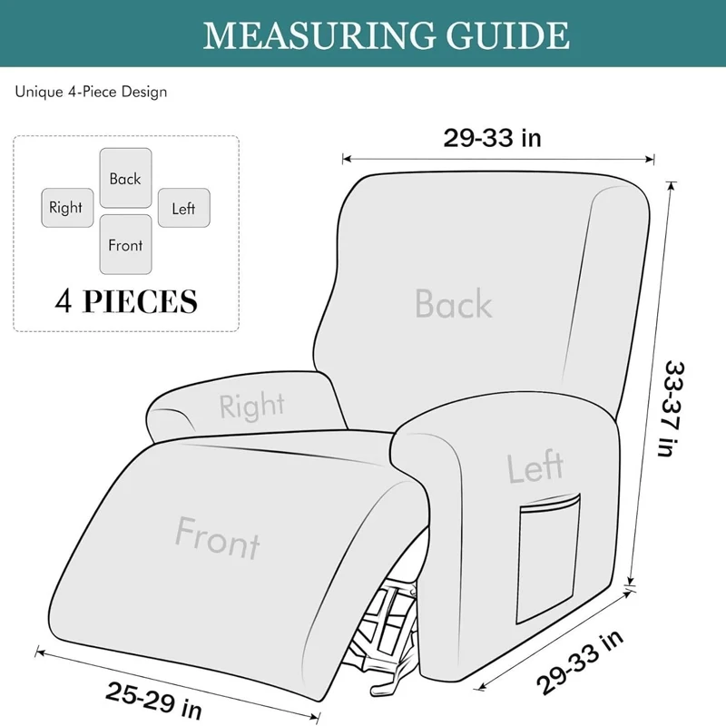 Seater Recliner Chair Cover Stretch Jacquard Armchair Chair Sofa Cover Slipcover for Living Room Recliner Protector with Pocket