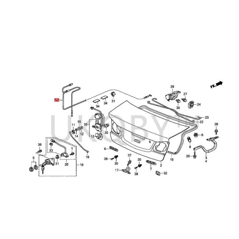 74880SNAA01 Suitable for Ho nd a Fit Fengfan Luggage compartment lid opening cable, rear cover cable