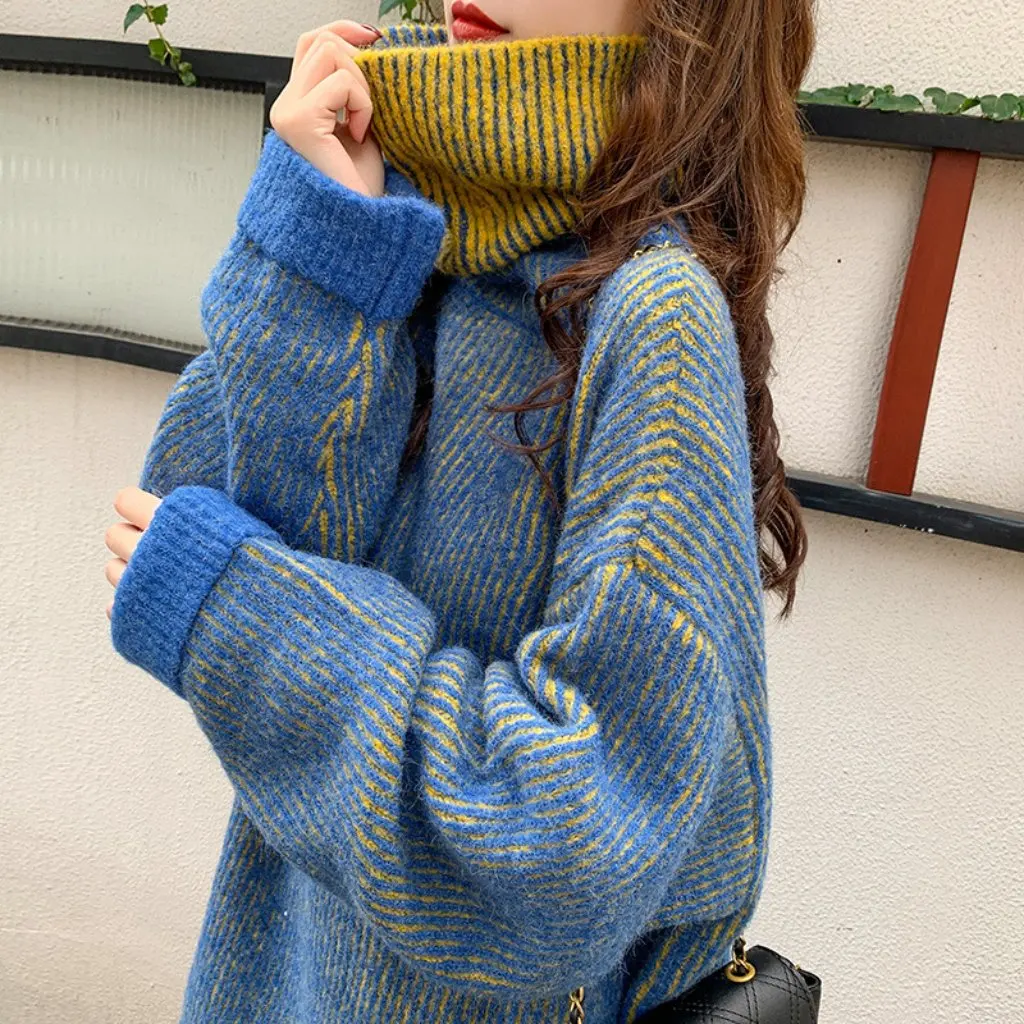 

Women's Turtleneck Thickened Sweater Dongdaemun Style Loose Outer Wear Knitted Base Shirt Lazy Fashion Winter New Arrival