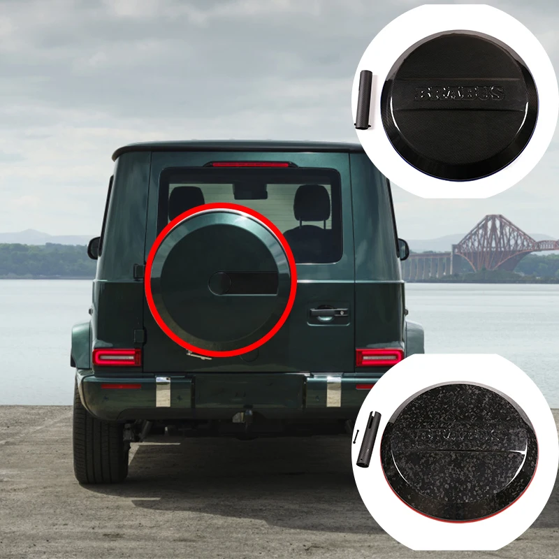 Para mercedes-benz g-class w463 g63 g500 g350 2019-2021 fibra de carbono real modificado brabus tronco capa de pneu sobressalente acessórios do carro