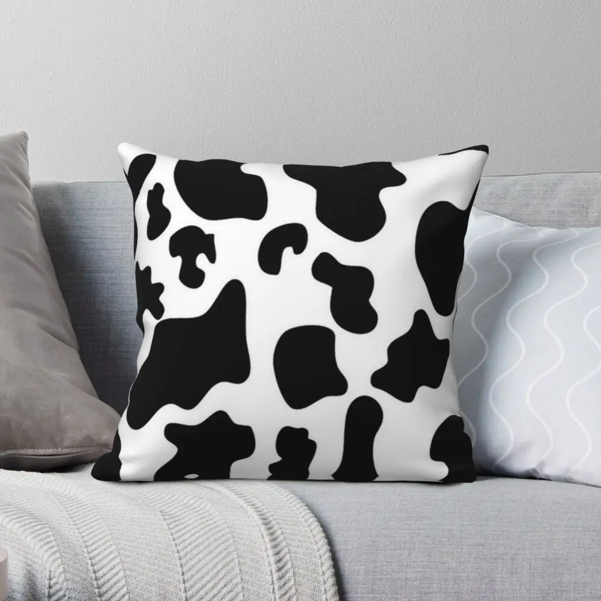 Cowhide Spots Square Pillowcase Polyester Linen Velvet Pattern Zip Decor Room Cushion Cover Wholesale 18