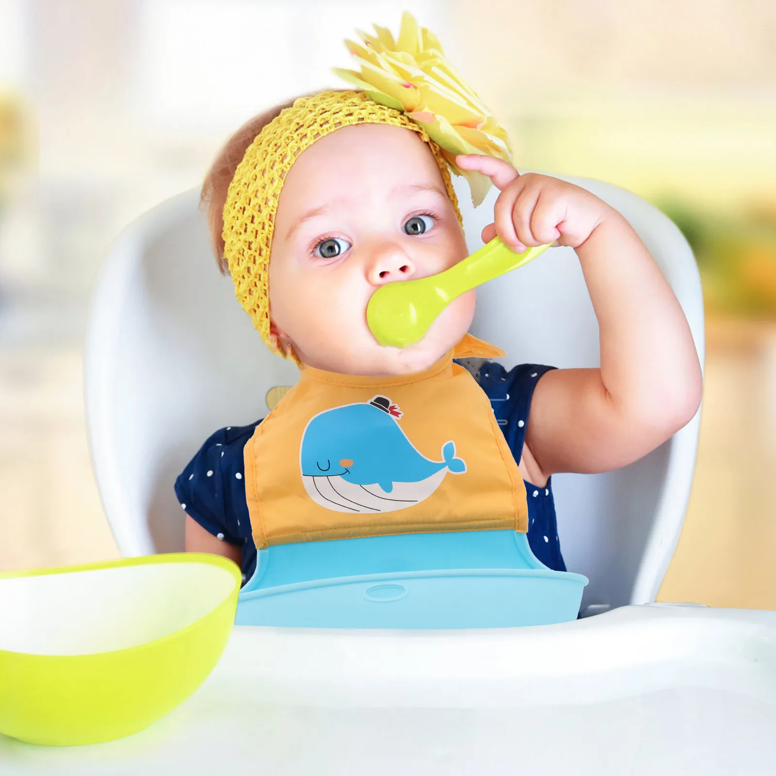 

Силиконовый детский нагрудник (1 шт.), водонепроницаемый, гладкий, регулируемый, для сбора слюней, для младенцев и малышей, для использования дома и в ресторанах