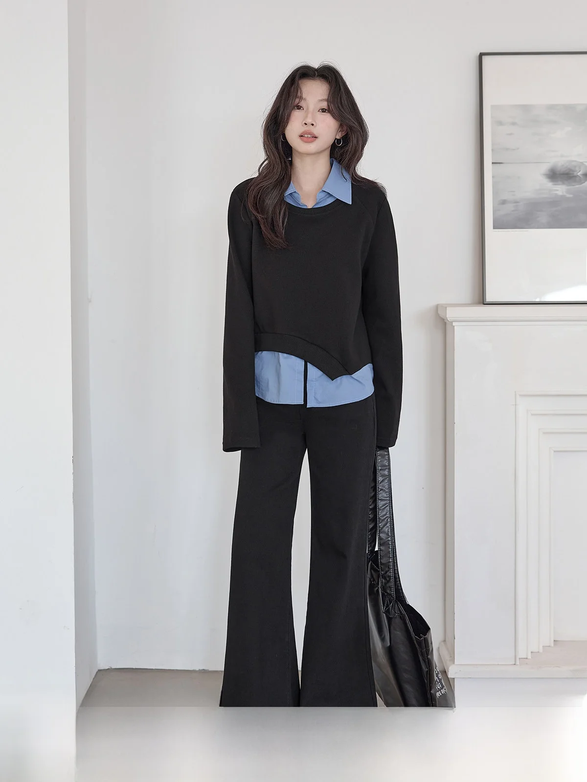 

Elegant Fake Two-Piece Hoodie Women's Fashion Spring 2026 New Design Versatile Slimming Stylish Top by HUIXI Sketch Series