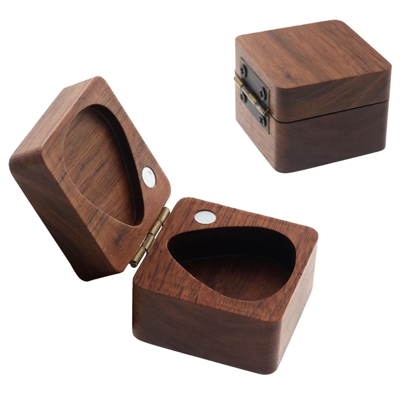 Guitar Pick Box Walnut Guitar Pick Storage Case For Bass Ukulele Musical Instrument Accessories Gifts