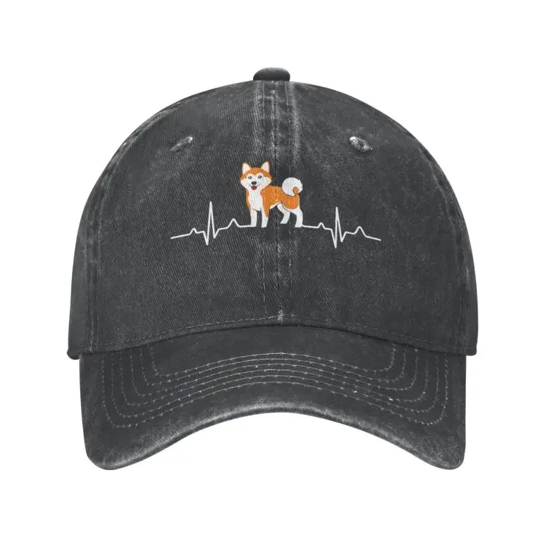 Custom Cotton Kawaii Japanese Shiba Inu Baseball Cap Women Men Breathable Heartbeat Dog Dad Hat Outdoor