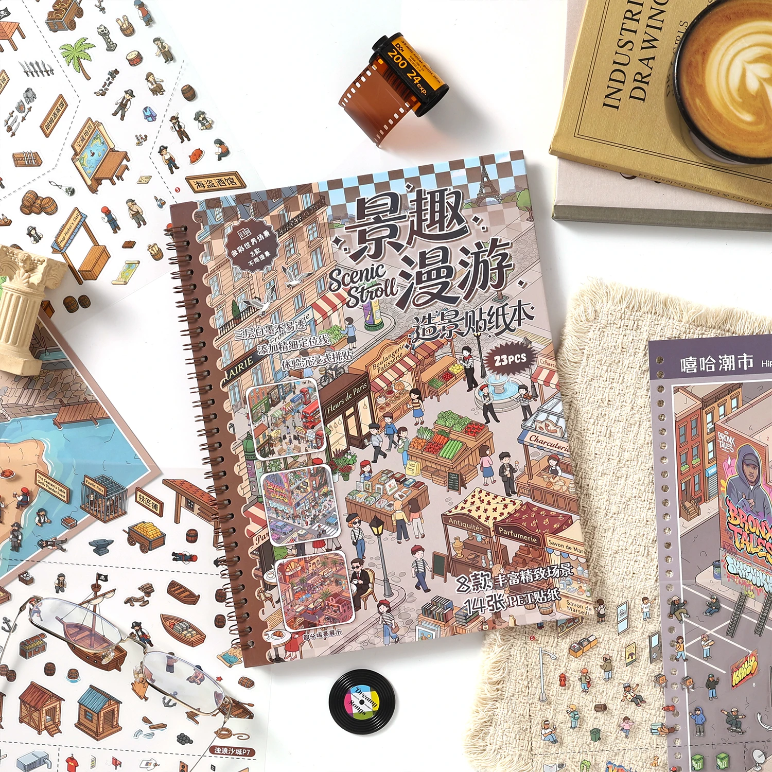 Scenic Stroll Series Landscape Coil Sticker Book DIY Handmade Collage Journal Scrapbooking Diary Decorative Stationery Stickers