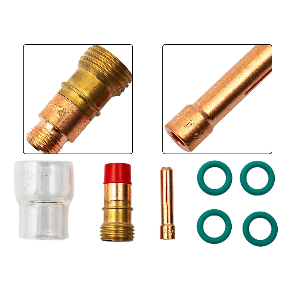 For WP-17 WP-18 WP-26 TIG Welding Torch For Stubby Gas Lens #12 Glass Cup Kit 7PCS Copper For Argon Welder Accessories