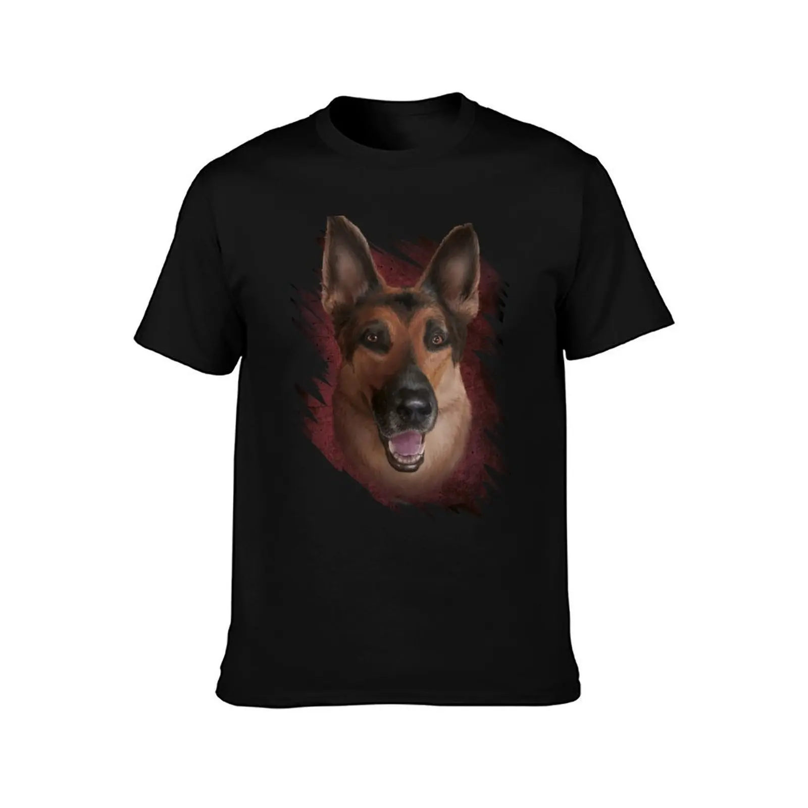 German Shepherd Portrait T-Shirt Summer Casual Cotton Tee Oversized Streetwear Tops Vintage Graphic Print Unisex Men Women