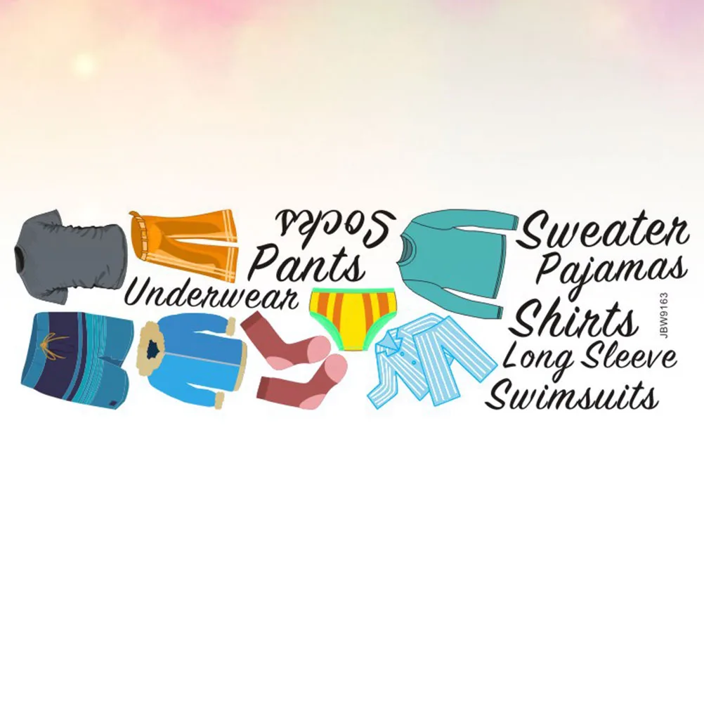 

Wardrobe Sticker Clothing Classification Label Self-Adhesive PVC Decal for Smooth Walls Doors Assorted Color Reusable No Residue