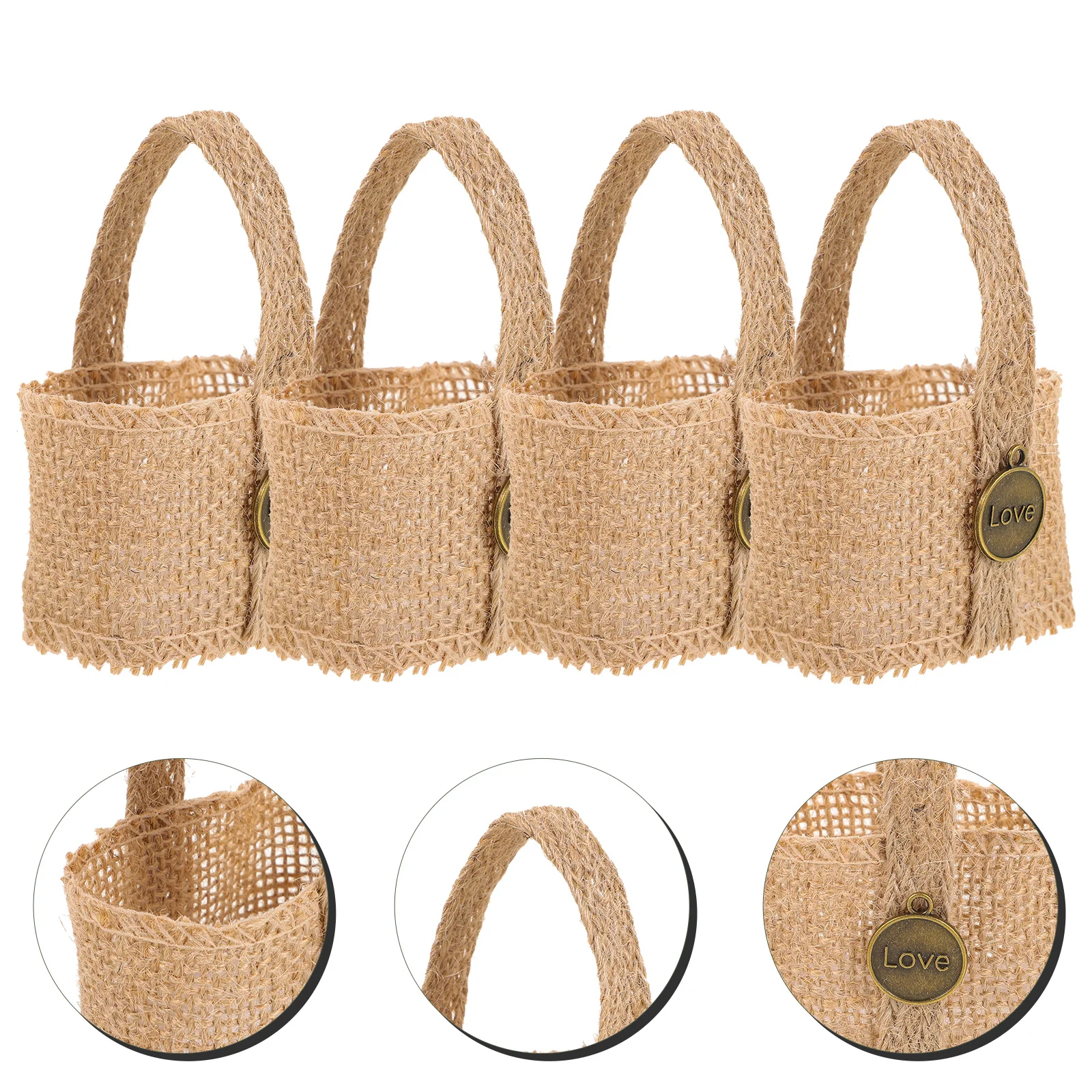 

4pcs Wedding Candy Bag Burlap Storage Pouch For Flower Gift Holding Party Decor Linen Pouch Banquet Supply Home Storage