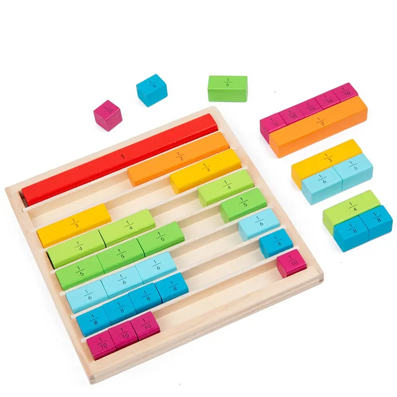 Wooden Montessori Teaching Aids Math Toys Color Fraction Sticks Kindergarten Early Education Learning Educational Toys for Kids