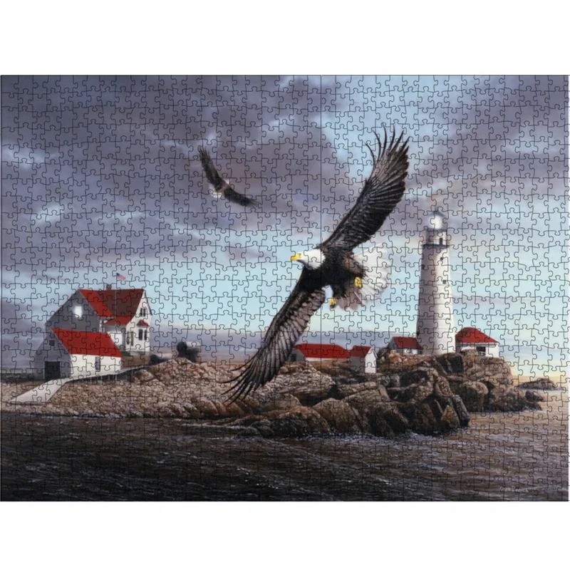 69*51cm Adult 1000 Pieces Paper Jigsaw Puzzle Lighthouse and Eagles Animals Paintings Stress Reducing Toys Baby Educational Toy