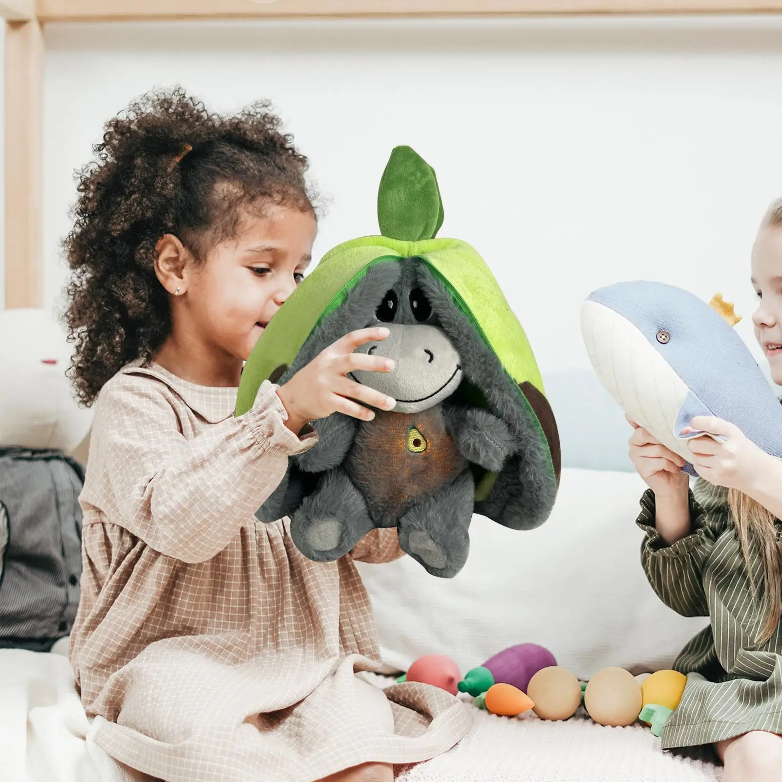 Soft Stuffed Fruits Doll With Realistic Breathing And Light Stress Relaxation Donkeys Doll For Baby Soothing And Relaxation