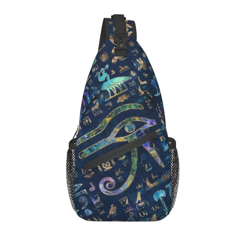 

Egyptian Hieroglyphs Abstract Sling Crossbody Chest Bag Men Cool Ancient Egypt Shoulder Backpack for Travel Cycling