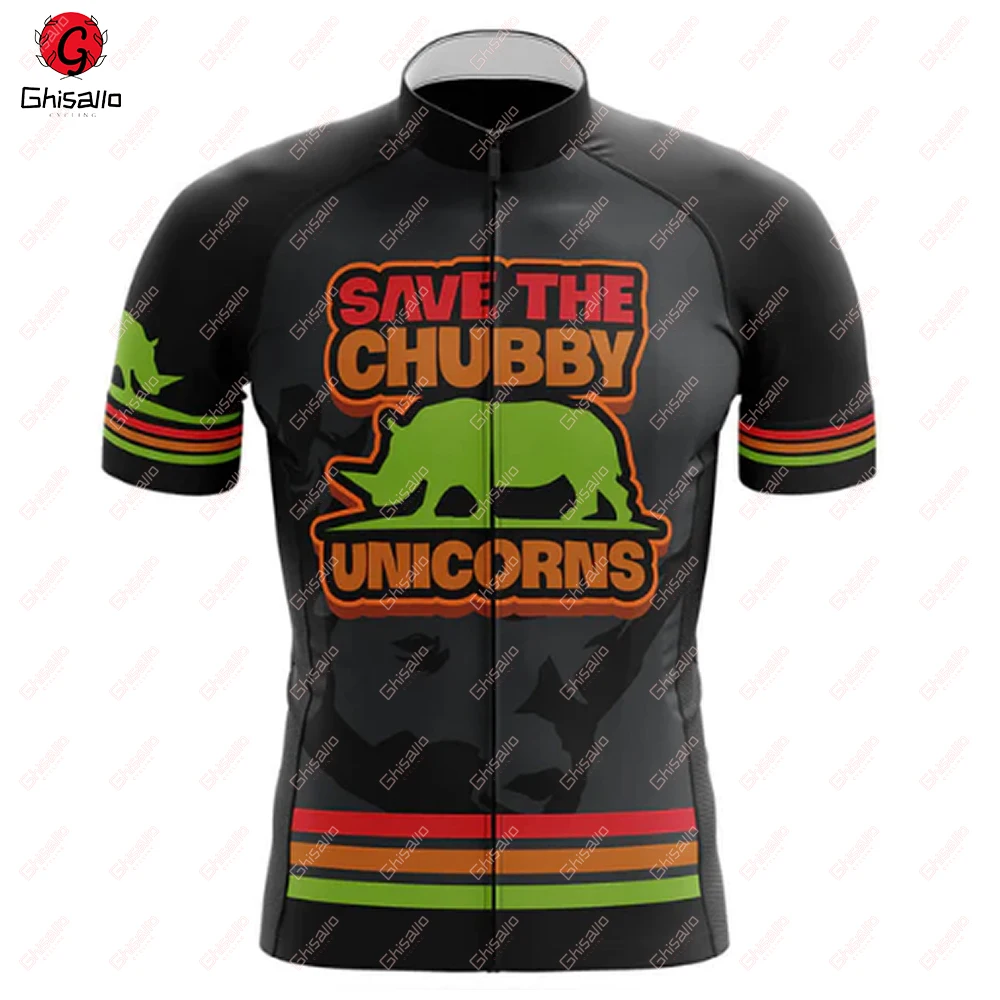 Chubby Unicorns Cycling Jersey for Men Short Sleeve Reflective MTB Maillot, Downhill Pro Team, Mountain Bicycle Clothing, Summer