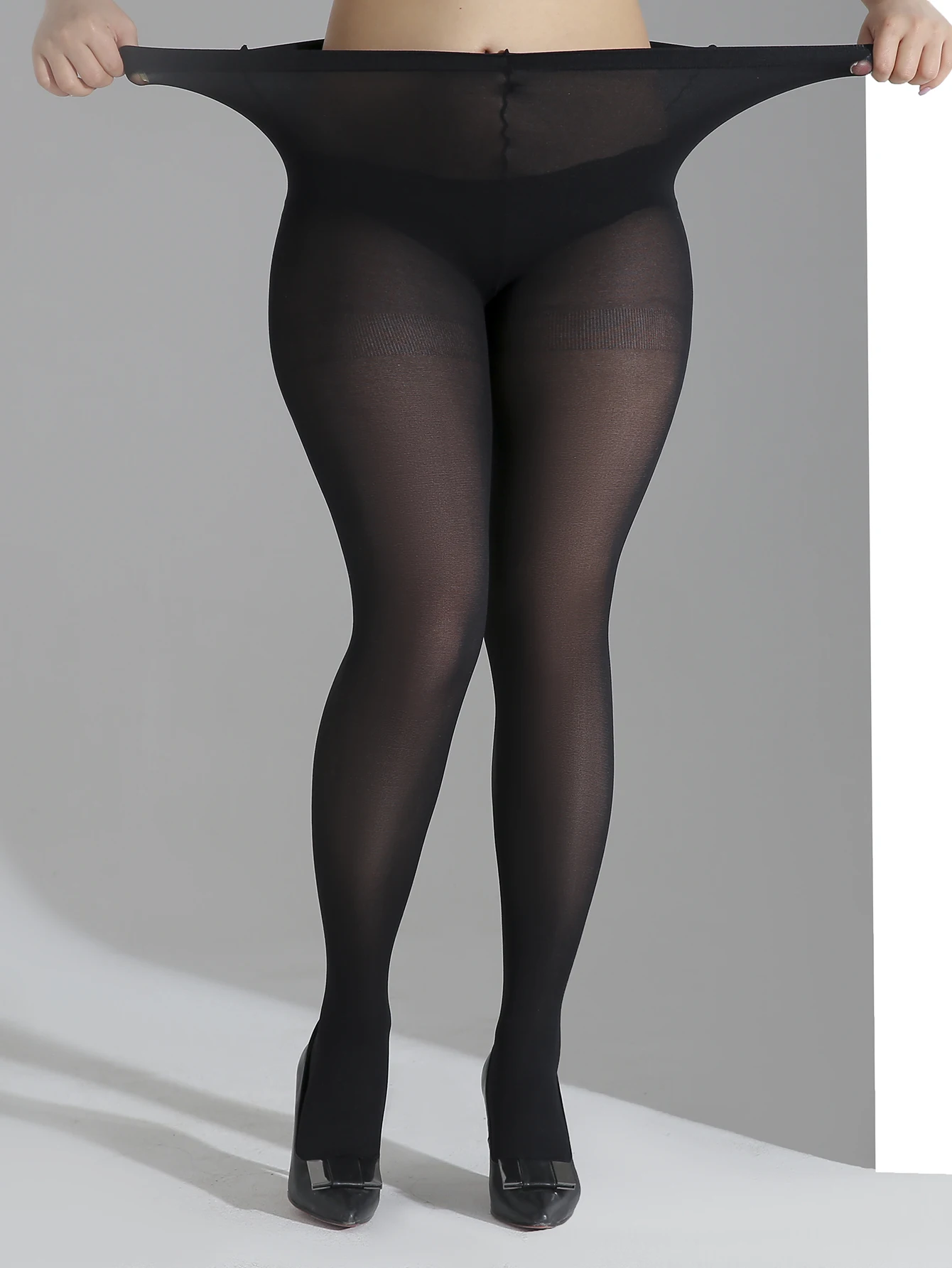 Ein Set Übergrößen-Strumpfhosen in Unifarben, Schlank, Elastisch, Vielseitig, Ultradünn, Transparent, für Damen – Detail 2