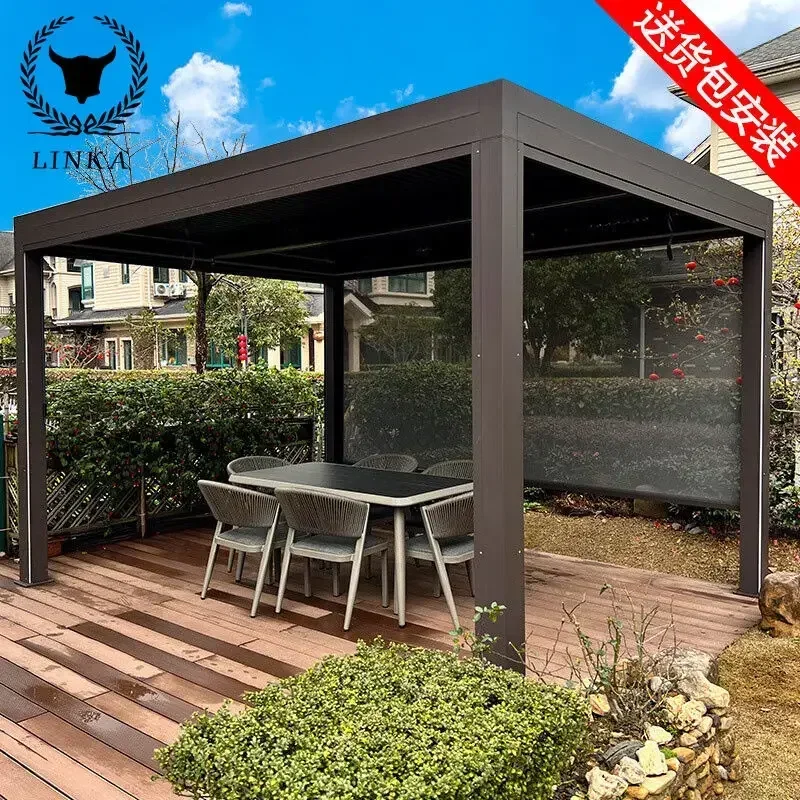 Louvre Roof Patio Cover Garden Outdoor Aluminium Solar Pergola Bioclimatique Greenhouse Shade