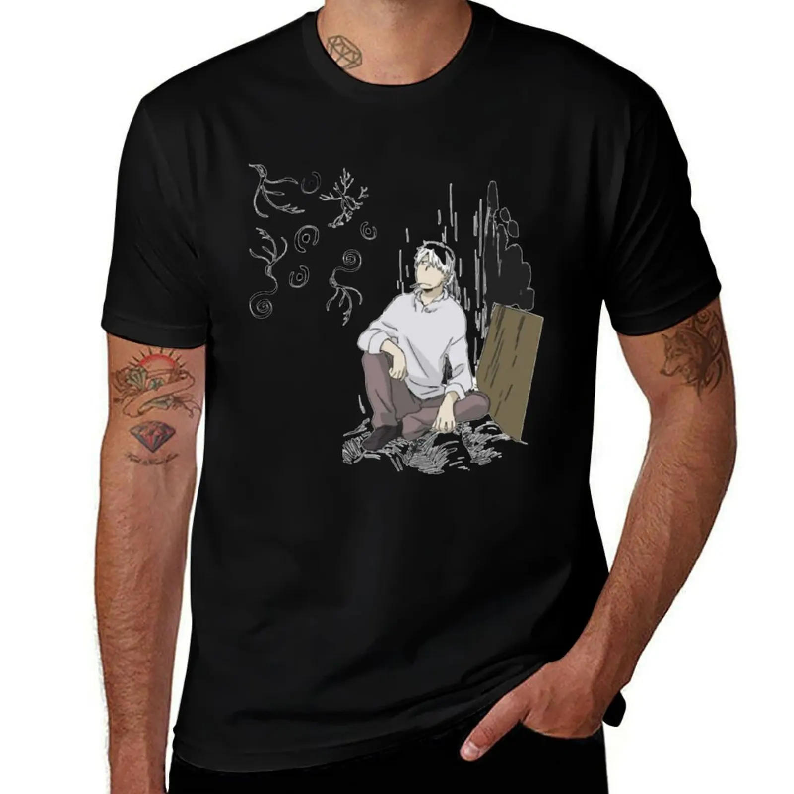

Anime Fans Day Tv shirts men for Gifts shirt tshirt Music Mushishi anime Gift man t t cotton 100% Series oversize T-Shirt
