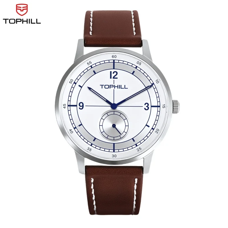 

TOPHILL мужские кварцевые часы в винтажном стиле с сапфировым стеклом кожаный ремешок японский механизм повседневные деловые часы 40 мм