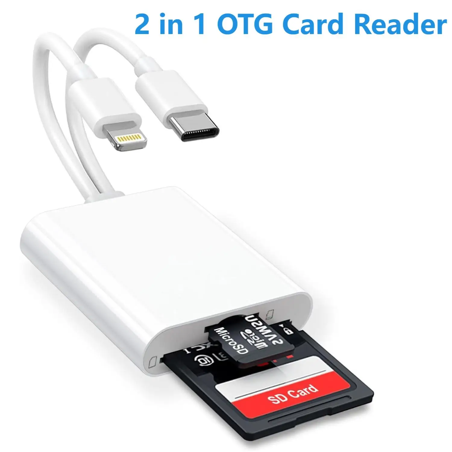 

Type-C Lightning SD TF Card Reader 2-in-1 Memory Card Reader Dual Connector Digital Card Adapter for IPhone/IPad Camera Laptop