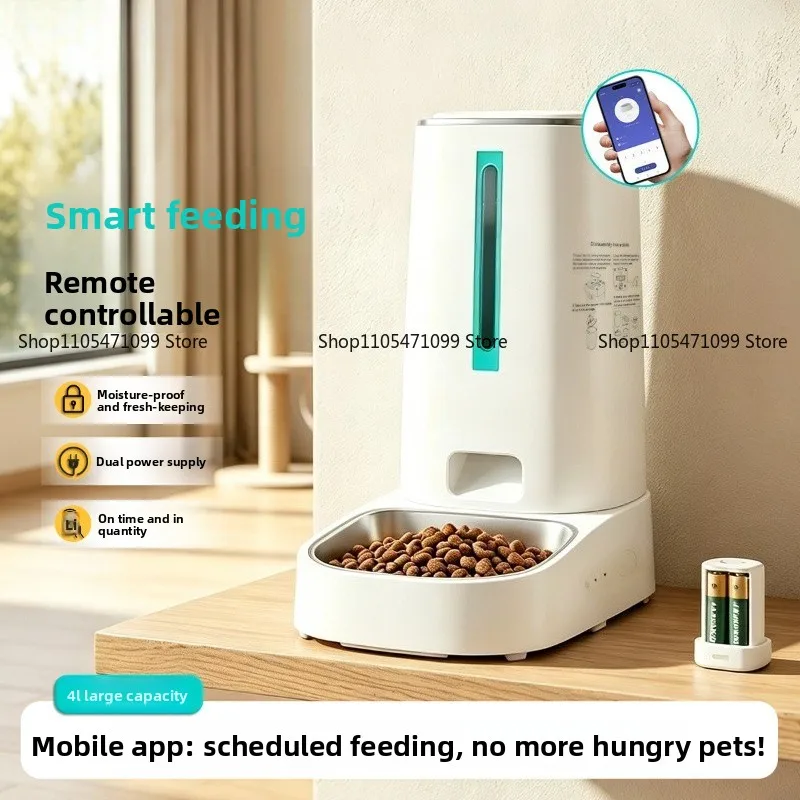 Smart Pet Automatic Feeder 4L Large Capacity Mobile Phone Appwifi Cat Pet Supplies Smart Feeder