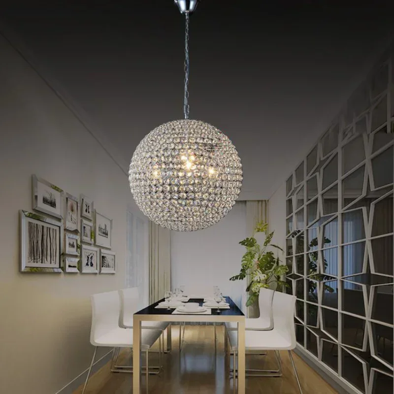 Round Crystal Pendant Lights  Restaurant Chandelier Crystal Chandelier Bedroom Den for Voltage 90-260V Crystal Chandelier