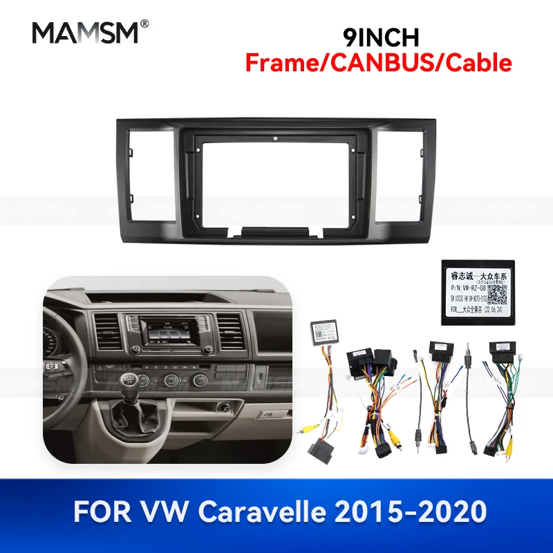 

MAMSM 9 inch For 2015-2020 VW Caravelle Android Car Radio Fascia Stereo Frame GPS Multimedia Navigation Wiring Harness Canbus