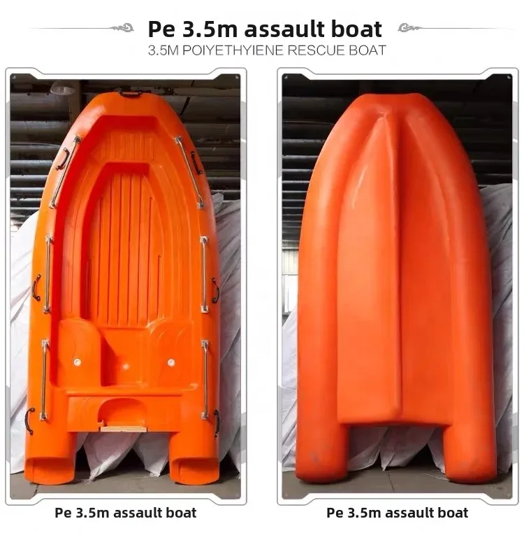 قارب إنقاذ برتقالي HDPE بطول 3.5 متر بقوة 12 حصان بطابقين و6 أشخاص قارب هجومي لصيد الأسماك في الخارج والأنشطة المائية #2