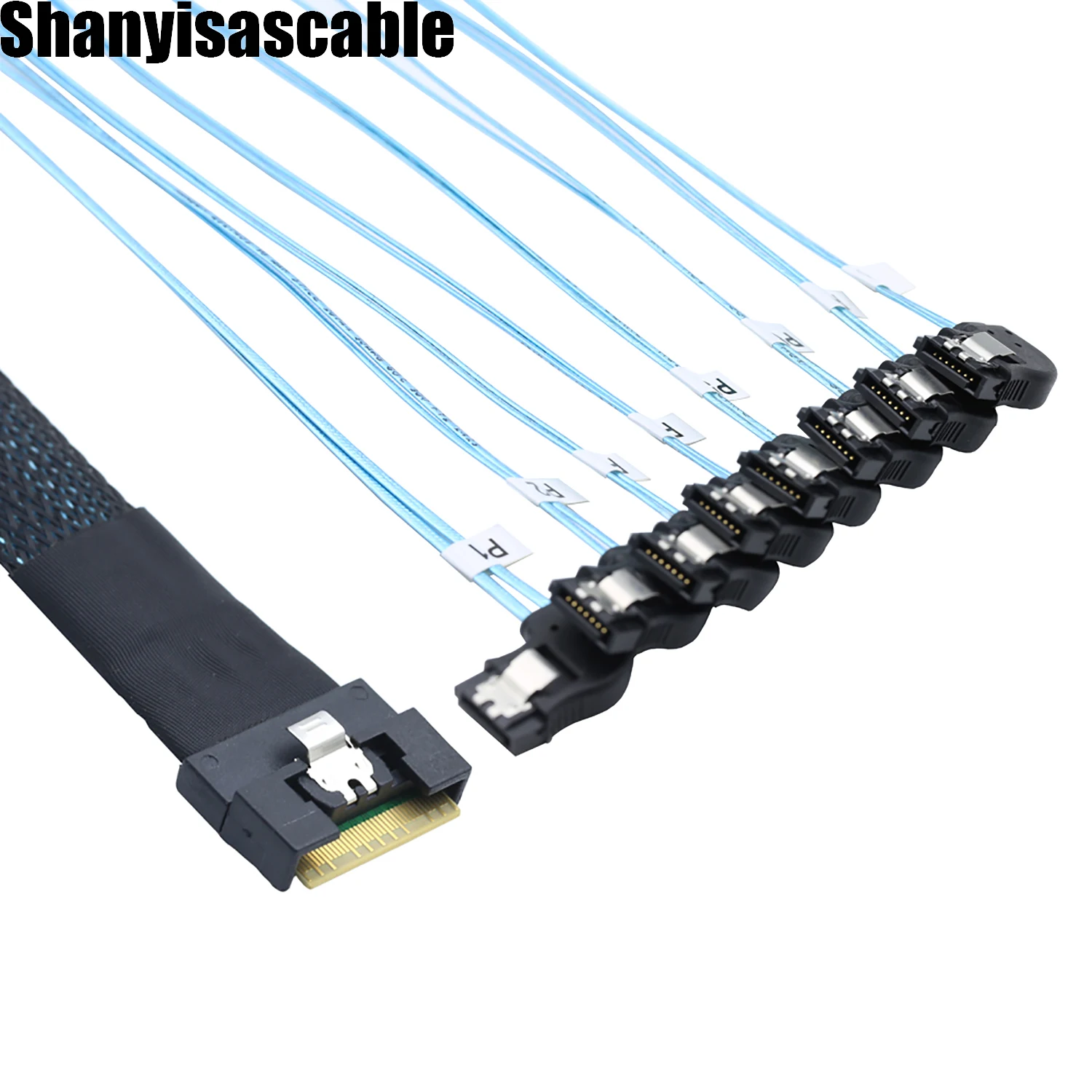 0.8M tout compris Anti oblique insertion SFF-8654 8i PCI-E Ultraport Slimline 4.0 à 8X SATA 7P 600 angle droit Câble