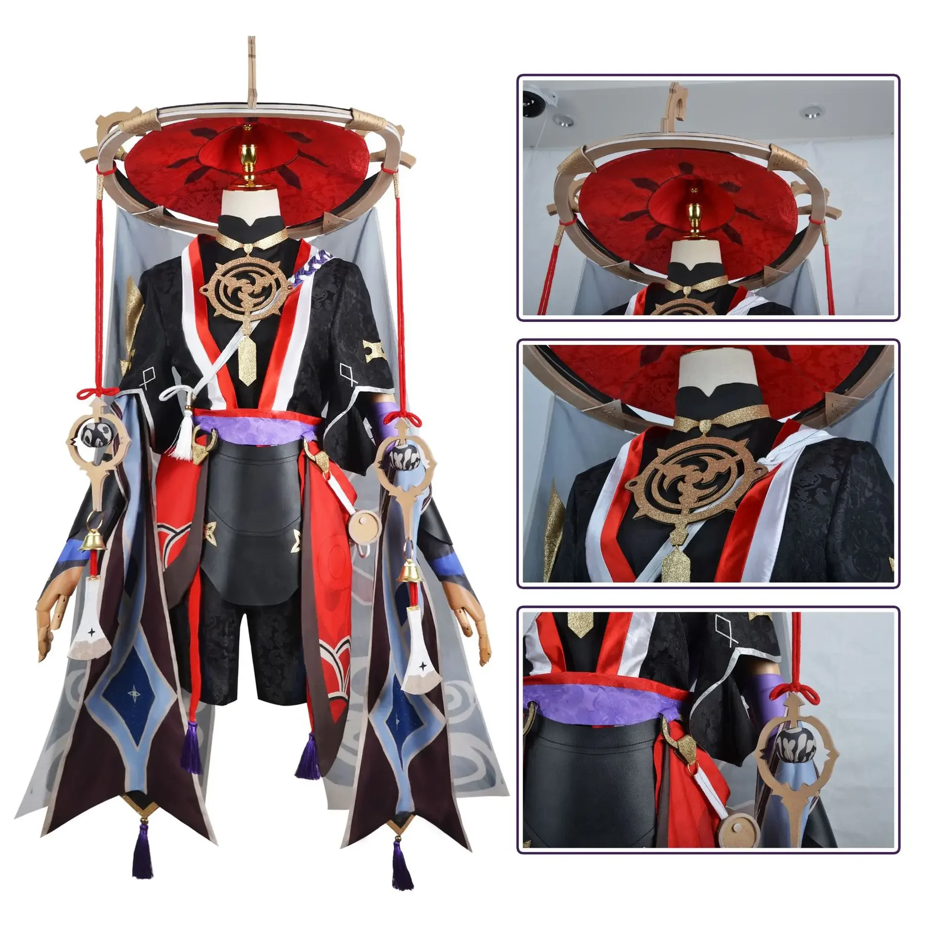 Scaramouche Kunikuzushi Balladeer Cosplay Genshin Impact Scaramouche Cosplay Costume Full Set with Hats wig Outfit for Comic Con