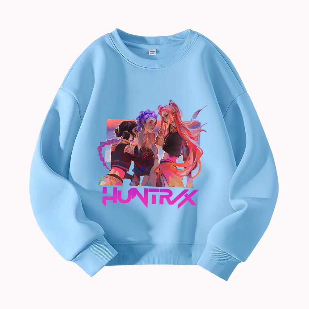 

HUNTRX Girls Group Art Graphic Sweatshirt Women's Casual Oversized Round Neck Long Sleeve Pullover Streetwear Top