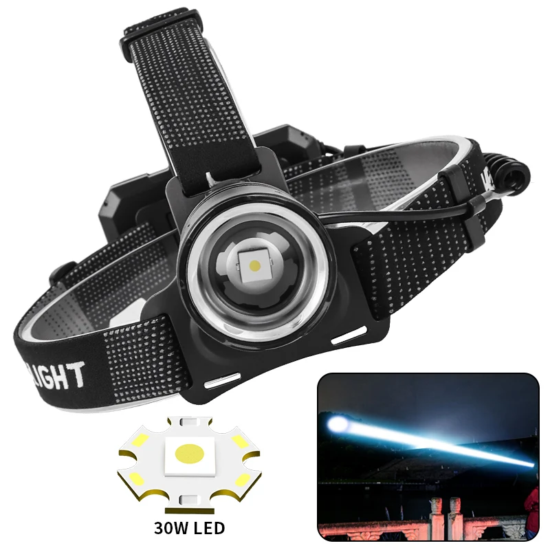 3000LM Powerful  LED  Headlamp Type-C Rechargesble 18650 Headlight Waterproof Head Torch Camping Fishing Lantern