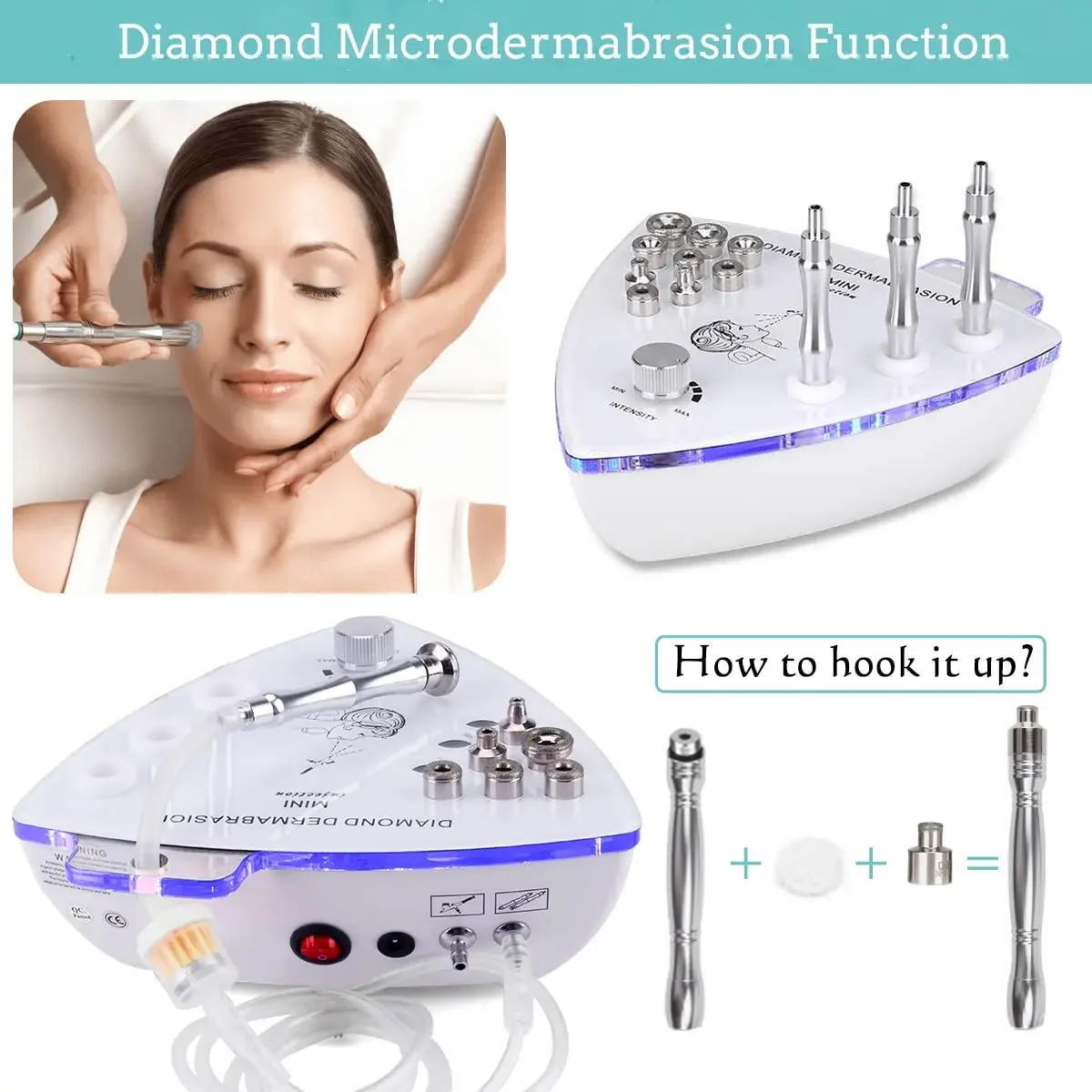 Home Use Diamond Microdermabrasion Machine 300Kpa Suction Facial Exfoliation Skin Dermabrasion BlackHead Removal Machine