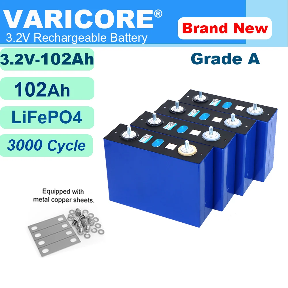 

Новый VariCore 3,2 В 102 Ач LiFePO4 аккумулятор литиевый фосфа DIY 12 В 24 В тележка для гольфа RV система хранения солнечной энергии класс A