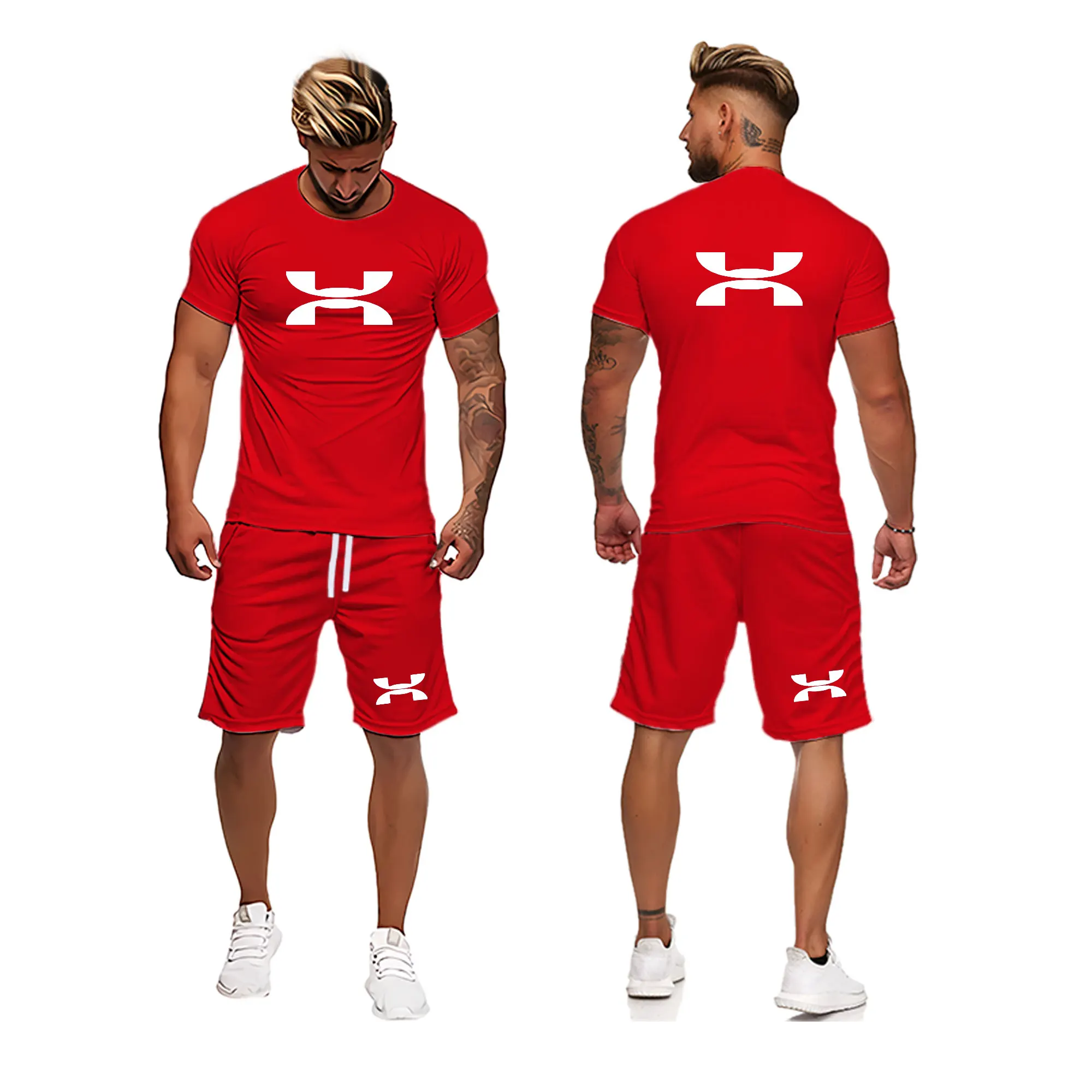 Männer Kurzarm Zwei Stücke Gesetzt Sommer männer Sets Druck Trainingsanzug Streetwear 2022 Beiläufige Mens Kurze Set T-Shirt Shorts kleidung