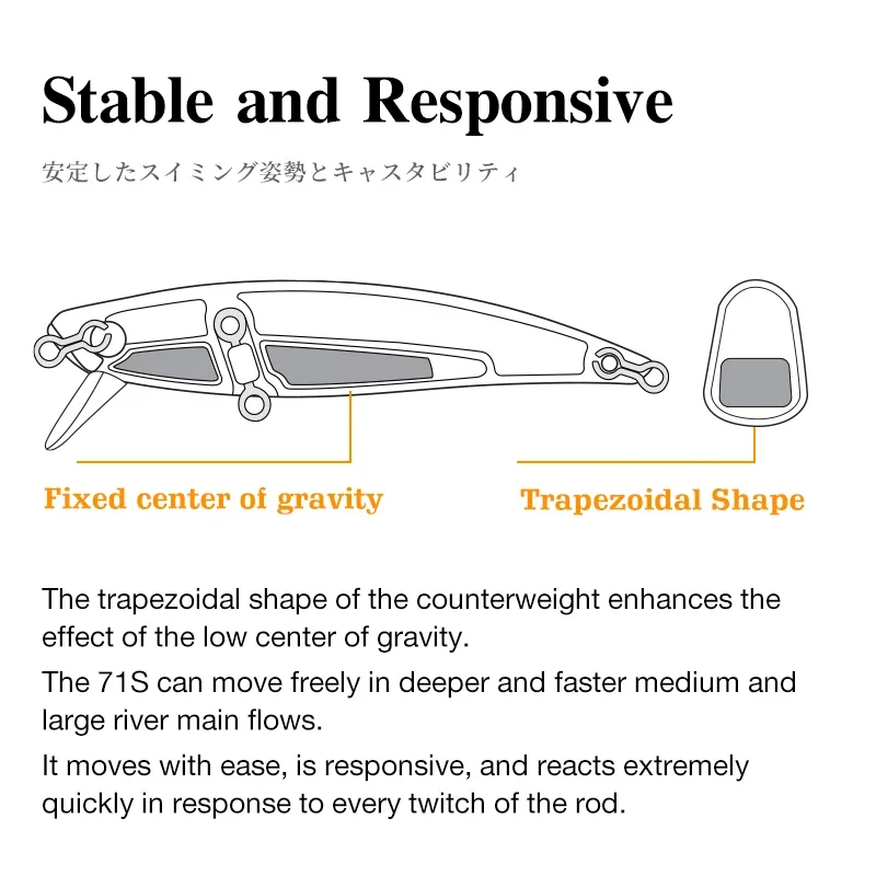 TSURINOYA INTRUDER 71S Sinking Lure 71mm 10g Large Trout Crankbait Fishing Lure Artificial Minnow Hard Baits Pike Bass Plug