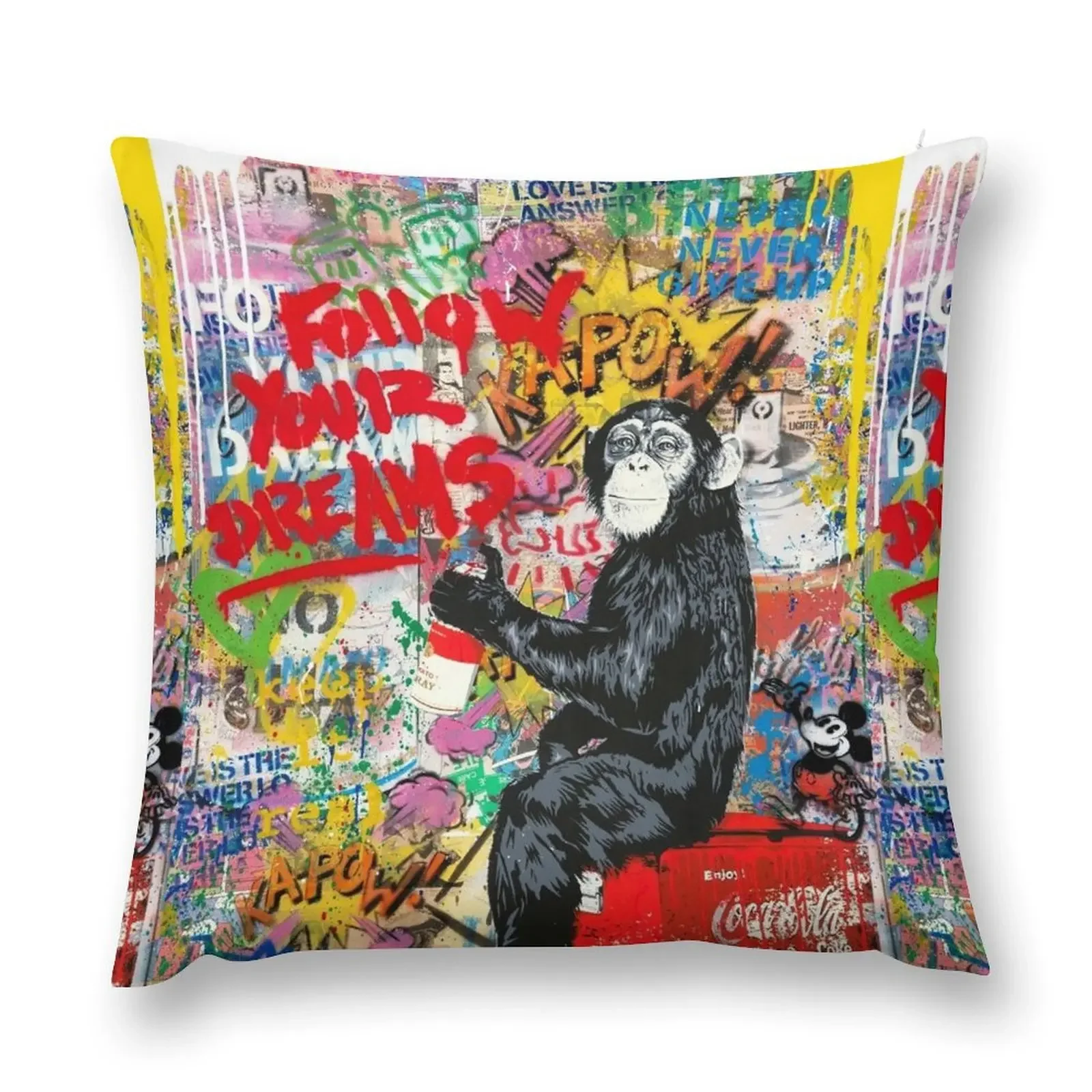 Follow Your Dreams Chimp Throw Pillow Christmas Pillow Cases christmas supplies pillow