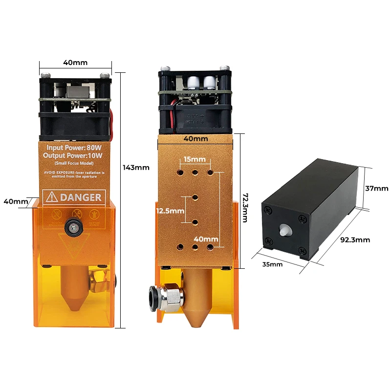 Imagem -04 - Módulo do Laser do Cnc com Bomba de ar Cabeça do Laser Corte Faça Você Mesmo e Máquina de Gravura Poder 10w 12v 24v 80w