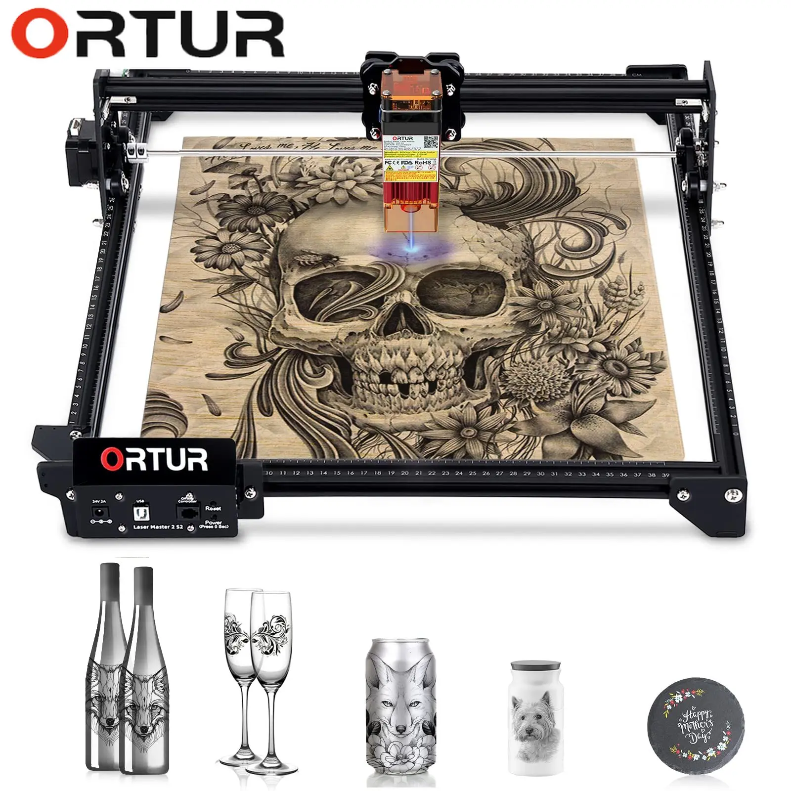 

ORTUR Laser Master 2 Pro S2-lu2-2, 24V Laser Engraver, Laser Engraving Cutting Machine, DIY Laser Marking for Metal,