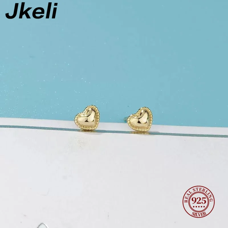 Jkeli S925 Sterling Silver 14K placcato oro carino torta bordo orecchini a cuore donne semplice moda versatile gioielli orecchio