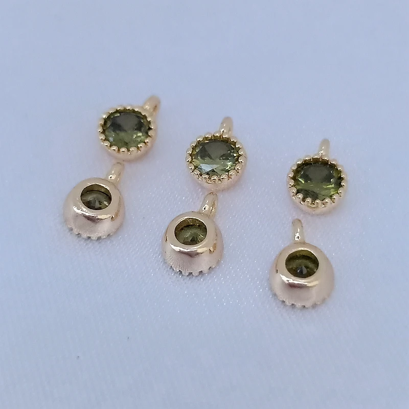 14K Gold Bead Inlaid Zircon Small Pendant Bag, Zircon Small Ring 5mm Handmade Diy Jewelry Accessory