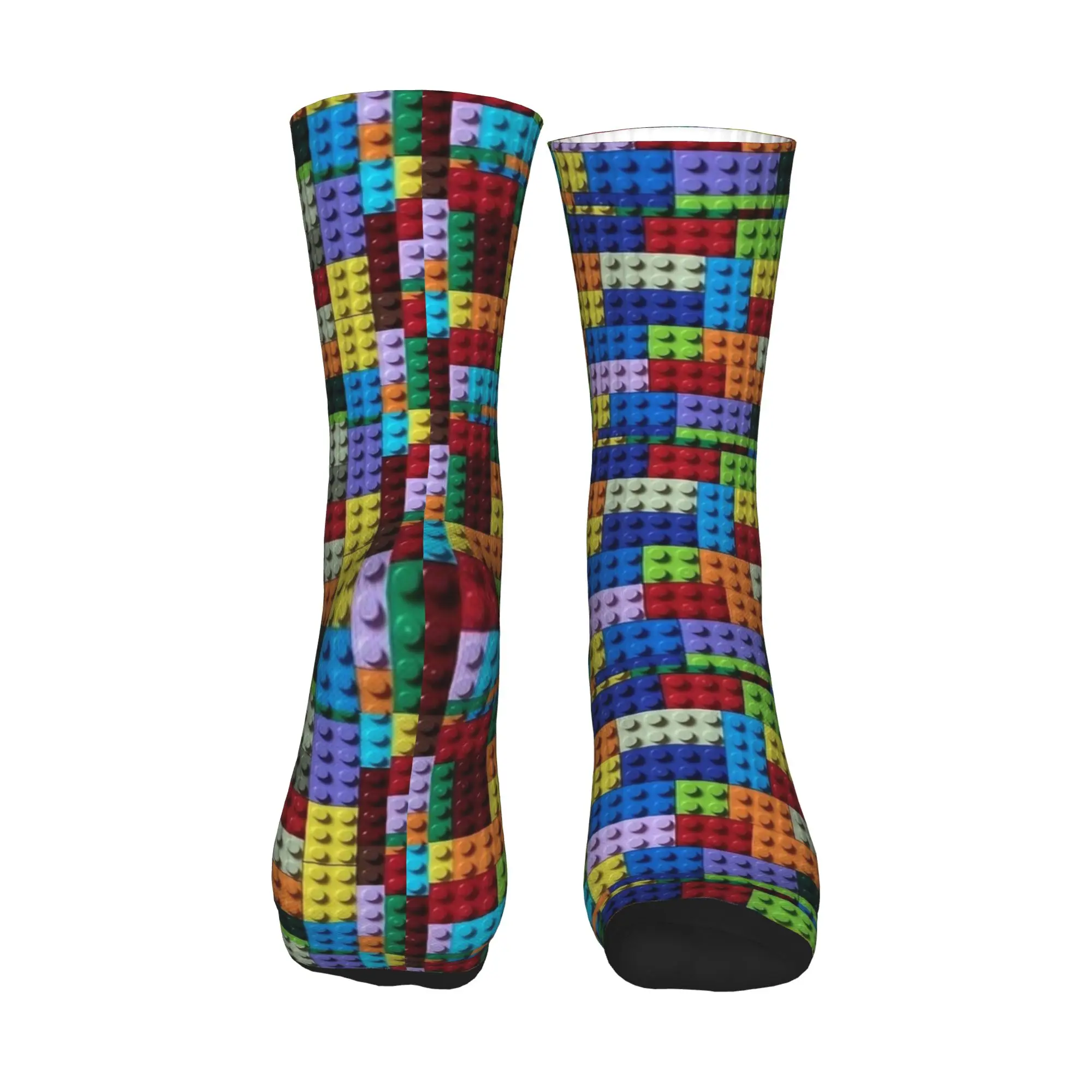 Men Socks Danish Building Blocks Colorful Print  Stockings Non-Slip Medium Soft Socks Autumn Fashion Graphic Skateboard Socks