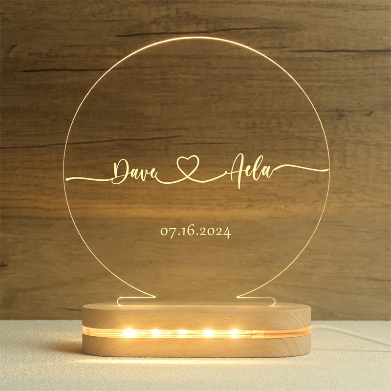 Custom Nightlight, Anniversary Gift, Personalized Acrylic Room Decoration Lamp, Gift for Couple,Gift for Her,Wedding Gift