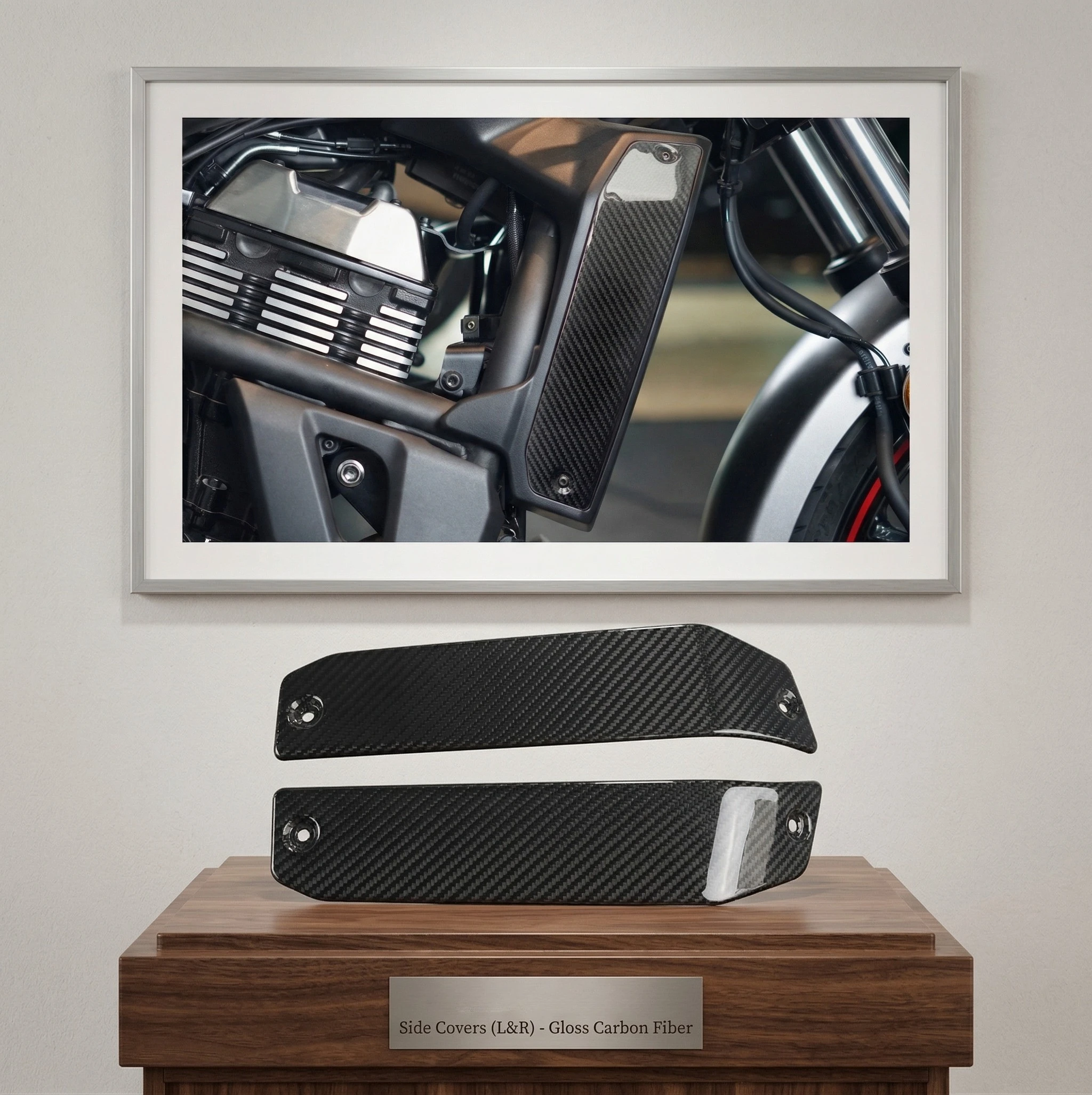 

Motorcycle Carbon Fiber Radiator Side Cover Protection Trim for Kawasaki Vulcan S 650 2015-2026