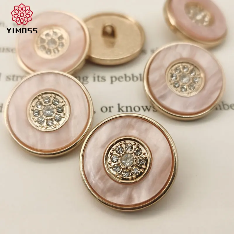 High-End Luxury Pink Metal Buttons for Clothing Coats Sewing Buttons Rhinestone Embellishments Clothing Sewing Accessories 25mm